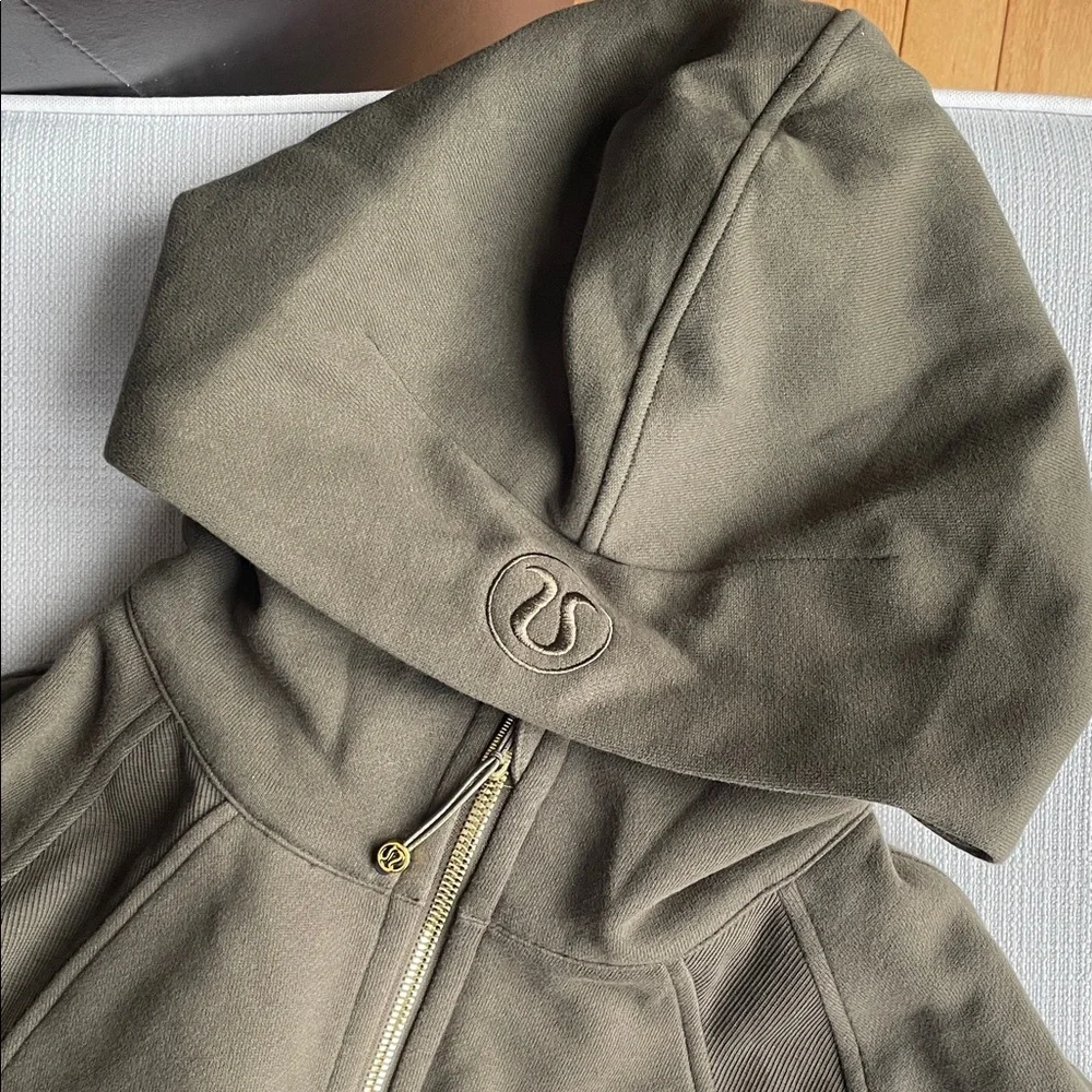 NWT Lululemon Scuba Oversized Half-Zip Hoodie - olive brown/ gold - M/L